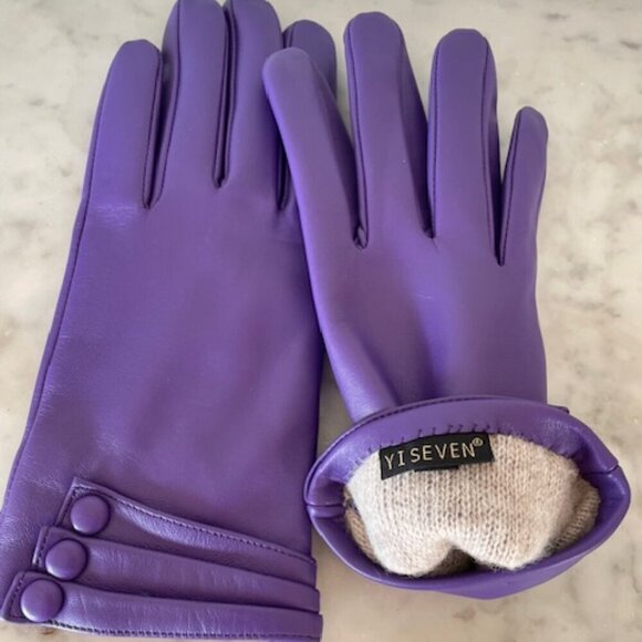 YISEVEN Touchscreen Leather Gloves Wool Lined Button Cuff 7.5 L - Picture 12 of 15